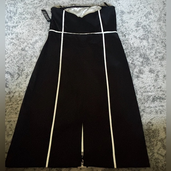 NWT New York & Company Strapless (w straps) Black & White Floral Dress Size: 4 - Picture 2 of 5